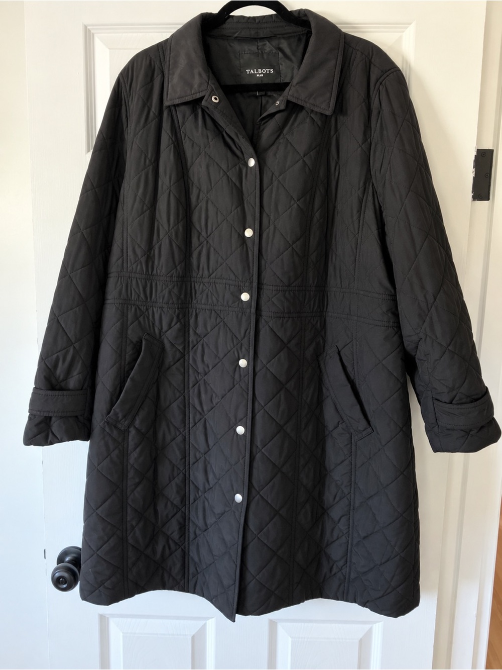 Talbots Black Quilted A-Line Pea Coat